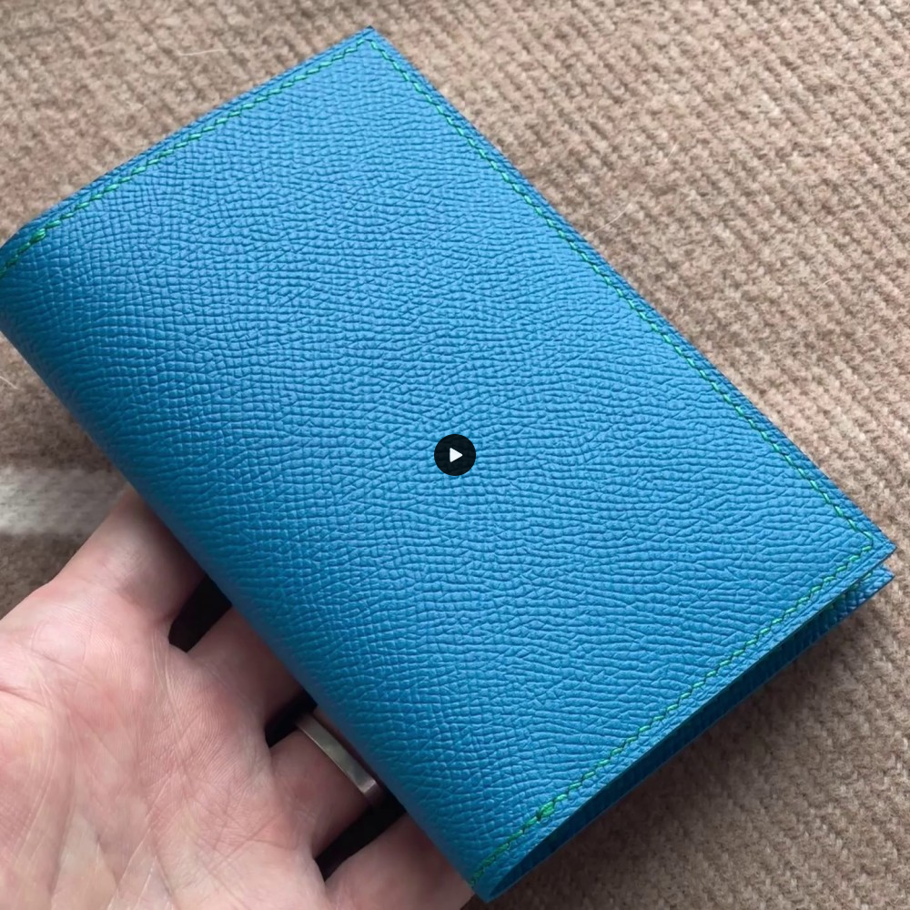 3CC Style Passport and Card Sleeve in Blue Hydra and Blue Paon Epsom Calfskin